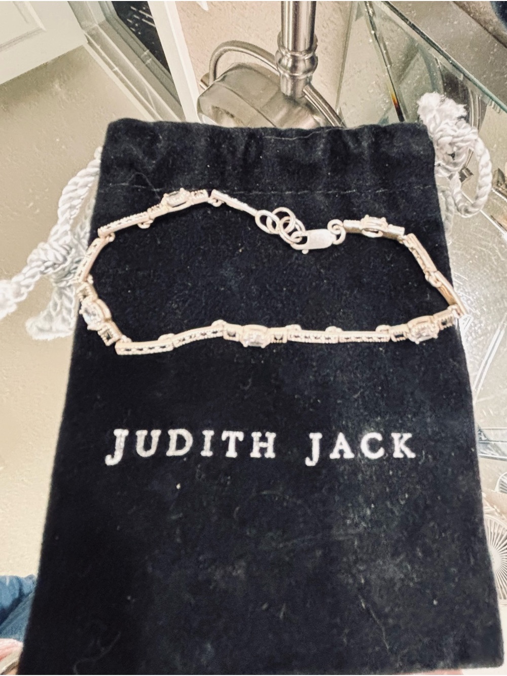 Judith Jack Delicate Silver-Tennis Bracelet with Clear Accent Stones